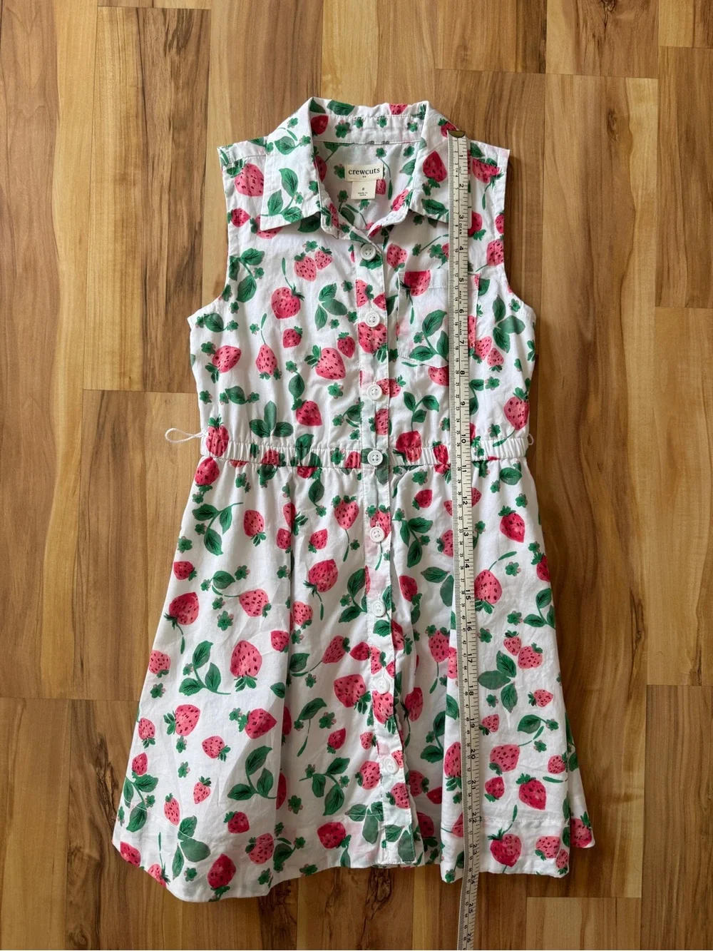 Crewcuts White Strawberry-Print Tie-Waist Dress